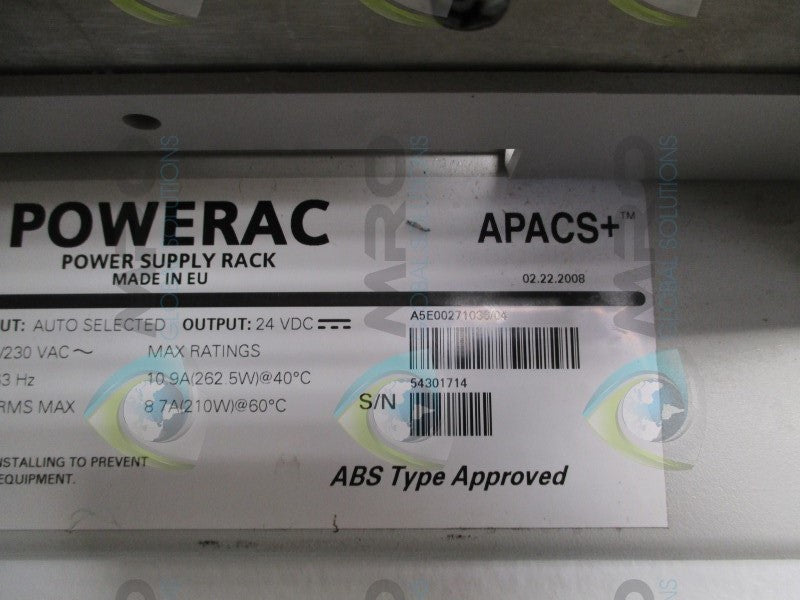 SIEMENS 39PSR2ANCN APACS+ POWERAC POWER SUPPLY RACK  NSNP