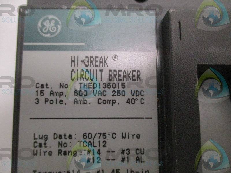 GENERAL ELECTRIC THED136015 CIRCUIT BREAKER 15A (GREEN)  UNMP