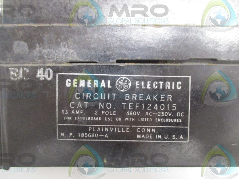 GENERAL ELECTRIC TEF124015 CIRCUIT BREAKER 15A  UNMP