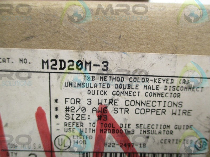 THOMAS & BETTS M2D20M-3 UNINSULATED DOUBLE MALE DISCONNECT  NSNP