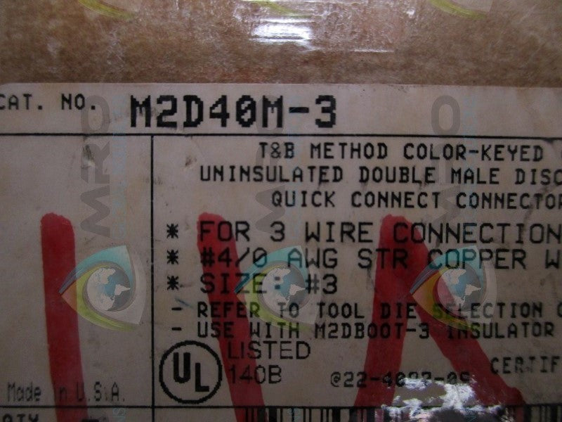 THOMAS & BETTS M2D40M-3 UNINSULATED DOUBLE MALE DISCONNECT  NSNP