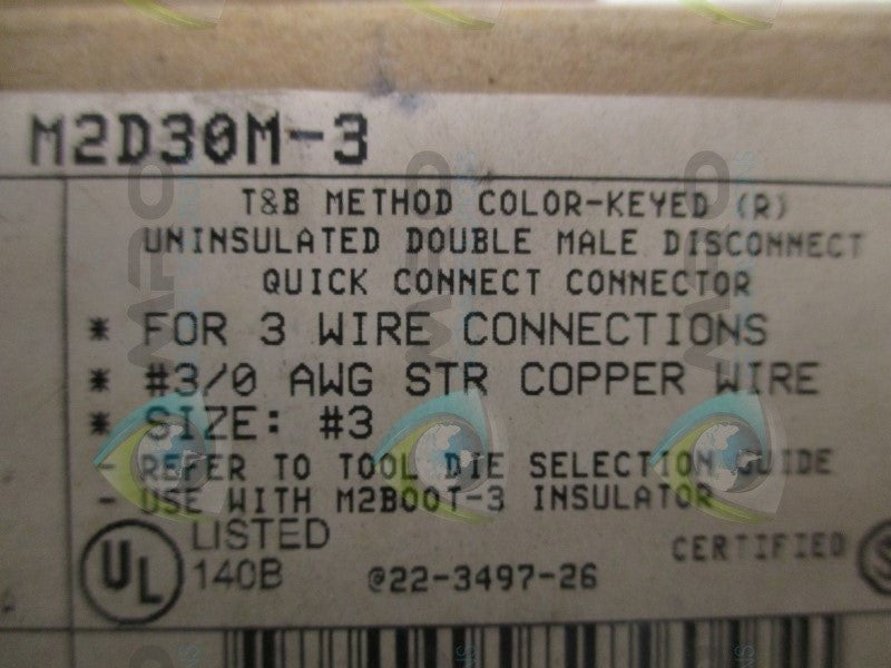 THOMAS & BETTS M2D30M-3 UNINSULATED DOUBLE MALE DISCONNECT  NSNP