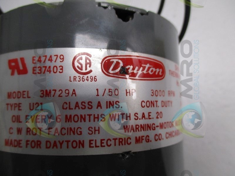 DAYTON 3M729A SHADED POLE MOTOR RPM: 3000  NSMP