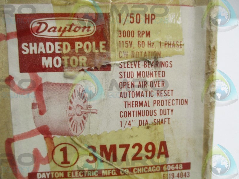 DAYTON 3M729A SHADED POLE MOTOR RPM: 3000  NSMP