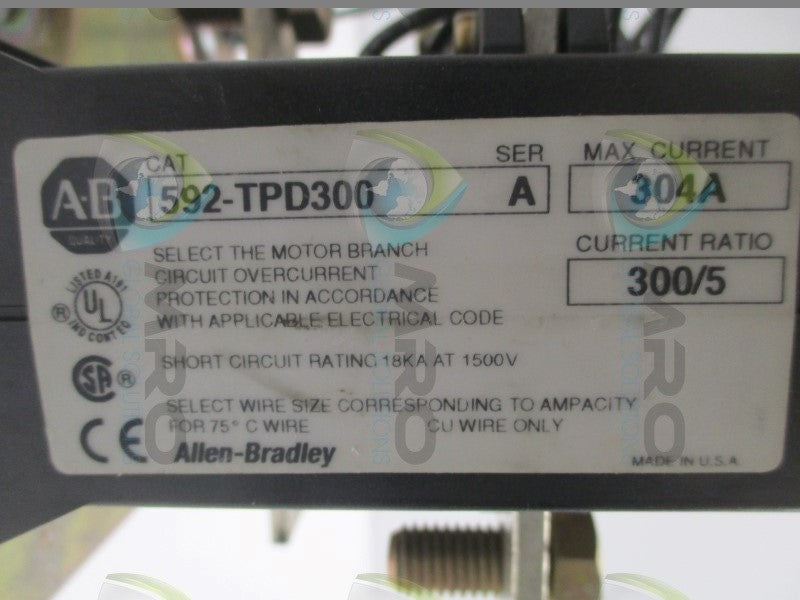 ALLEN BRADLEY 592-TPD300 SER. A OVERLOAD RELAY 304A  UNMP