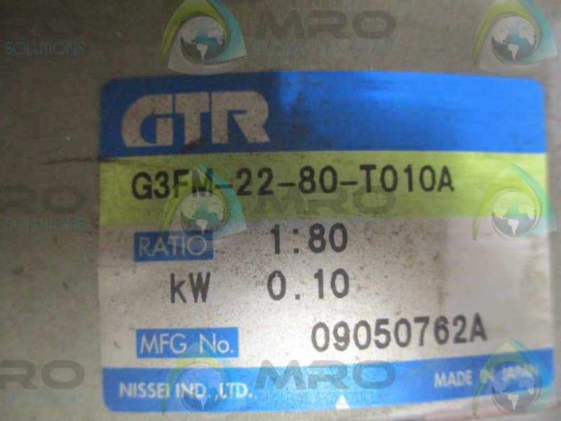 GTR G3FM-22-80-T010A MOTOR RATIO: 1:80 KW: 0.10 (REPAIRED)  NSNP