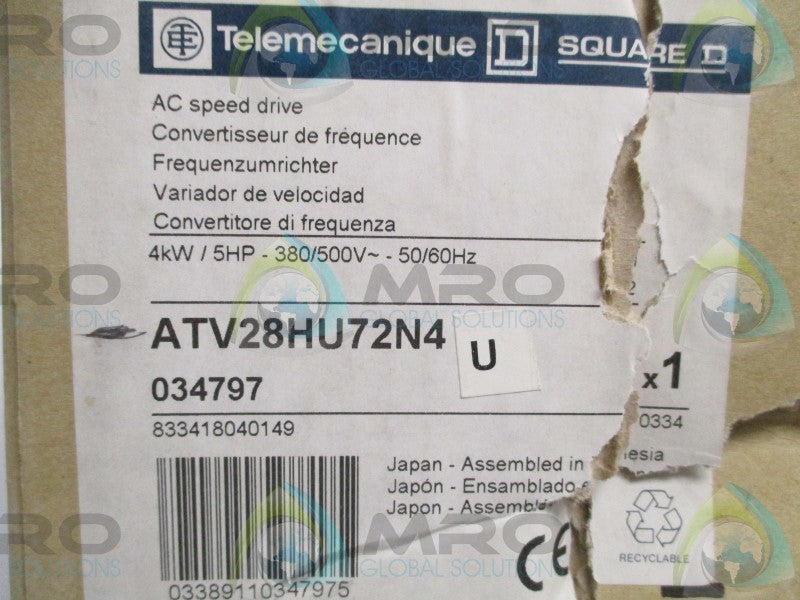 TELEMECANIQUE ALTIVAR 28 ATV28HU72N4 AC SPEED DRIVE 5HP  NSMP