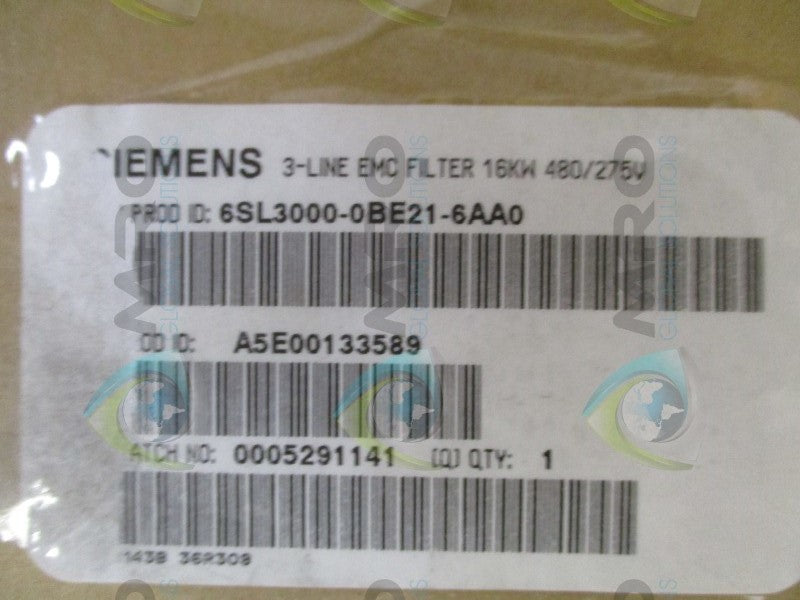 SIEMENS 6SL3000-0BE21-6AA0 3-LINE EMC FILTER  NSMP