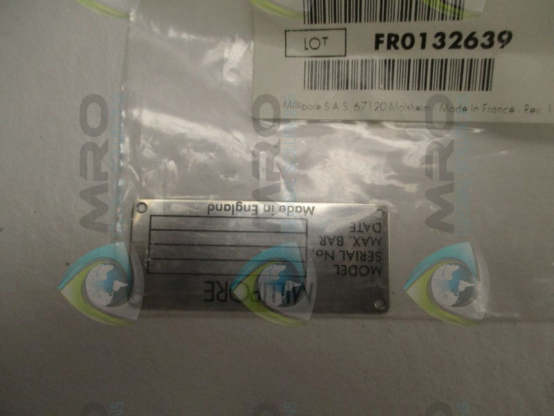 MILLIPORE 20307WA RATING PLATE  NSMP