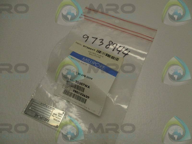MILLIPORE 20307WA RATING PLATE  NSMP