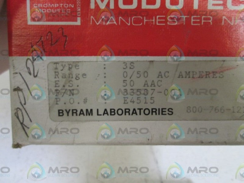 BYRAM LABORATORIES PANEL METER 0/50 AC AMPS. 3S  NSMP