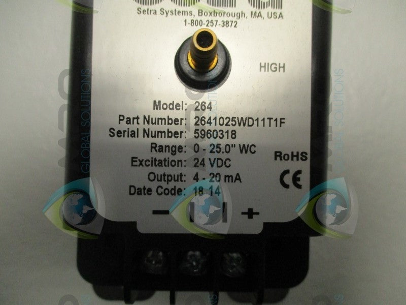 SETRA 2641025WD11T1F PRESSURE TRANSDUCER 0-25.0" W.C.  NSMP