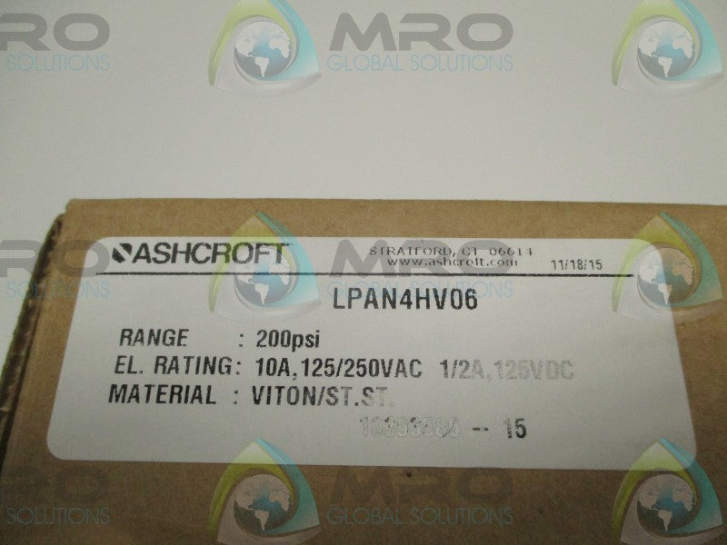 ASHCROFT LPAN4HV06 PRESSURE SWITCH 200PSI  NSMP