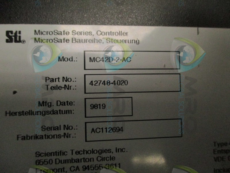 STI MC42D-2-AC 42748-4020 LIGHT CURTAIN CONTROLLER (NO KEY)  UNMP