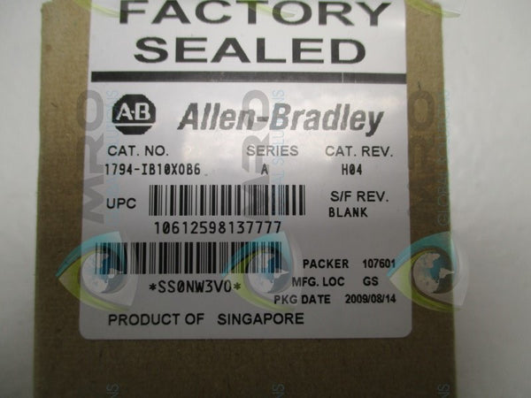 ALLEN BRADLEY 1794-IB10XOB6 SER. A I/O MODULE DATE: 2009  NSFS