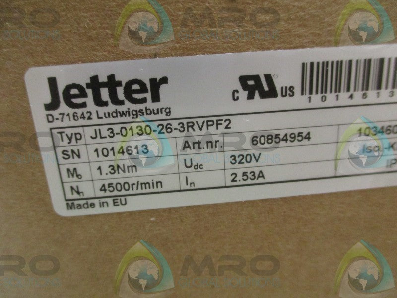 JETTER JL3-0130-26-3RVPF2 SERVO MOTOR RPM: 4500  NSMP