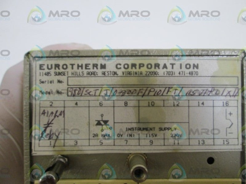 EUROTHERM TEMP. CONTROL 980/SCT/J/0-800F/P10/FT/115V/PL/X/X  UNMP