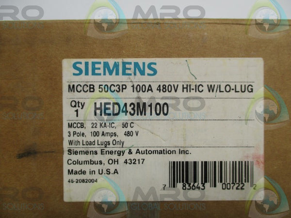 SIEMENS HED43M100 CIRCUIT BREAKER 100A  NSFS