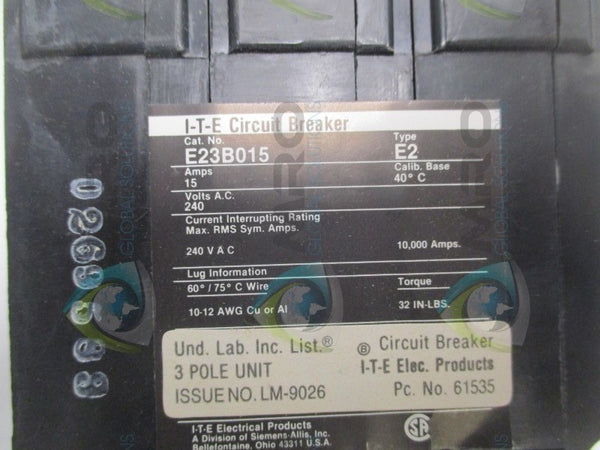 I-T-E E23B015 CIRCUIT BREAKER 15A  NSMP
