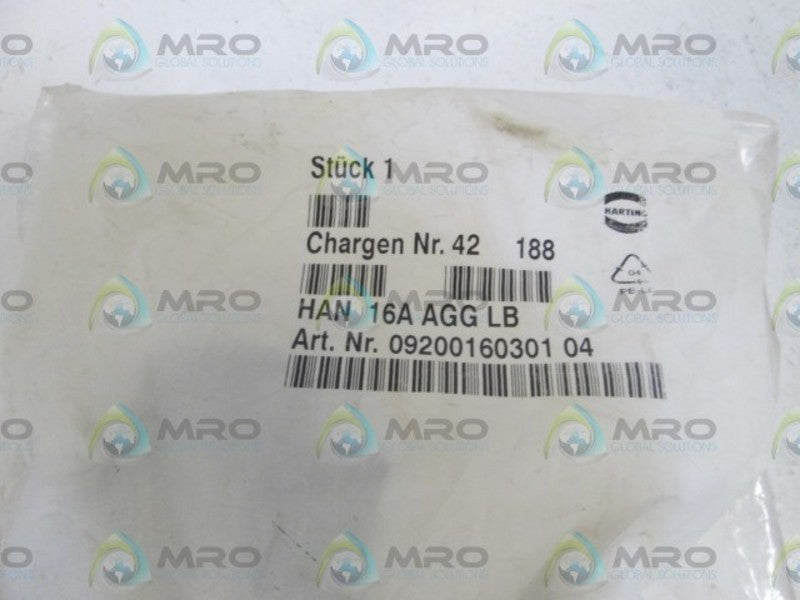 HARTING CONNECTOR HOUSINGS HAN 16A AGG LB NSMP