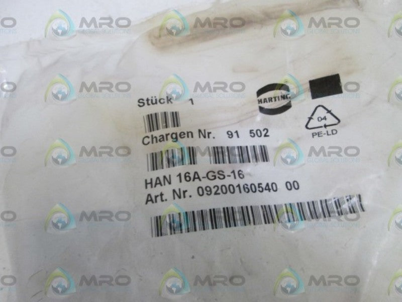 HARTING HAN HOOD HAN 16A-GS-16 NSMP