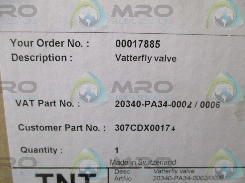 VAT 20340-PA34-0002/0006 VATTERFLY VALVE  NSMP
