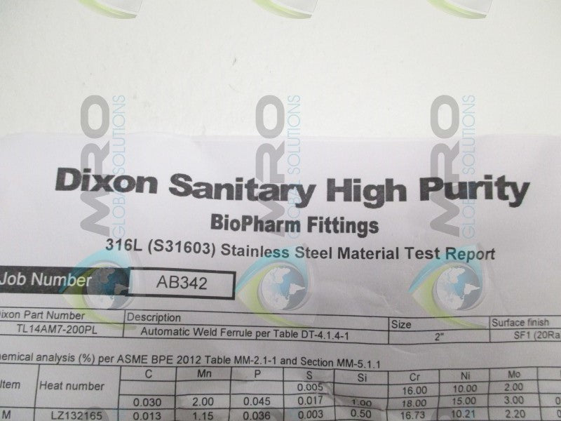 DIXON TL14AM7-200PL AUTOMATIC WELD FERRULE  NSNP