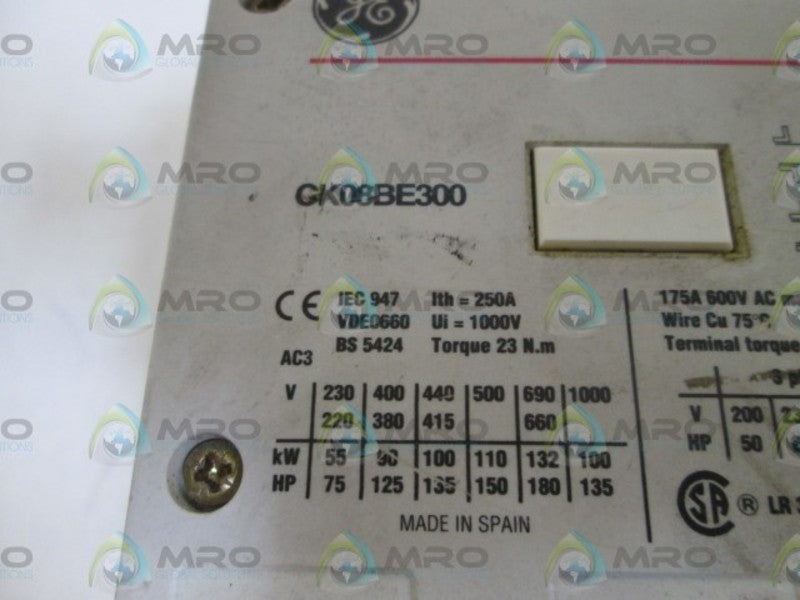 GENERAL ELECTRIC CONTACTOR GK08BE300 UNMP