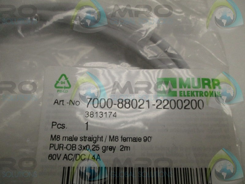 MURR ELEKTRONIK 7000-88021-2200200 MALE STRAIGHT CORDSET  NSMP