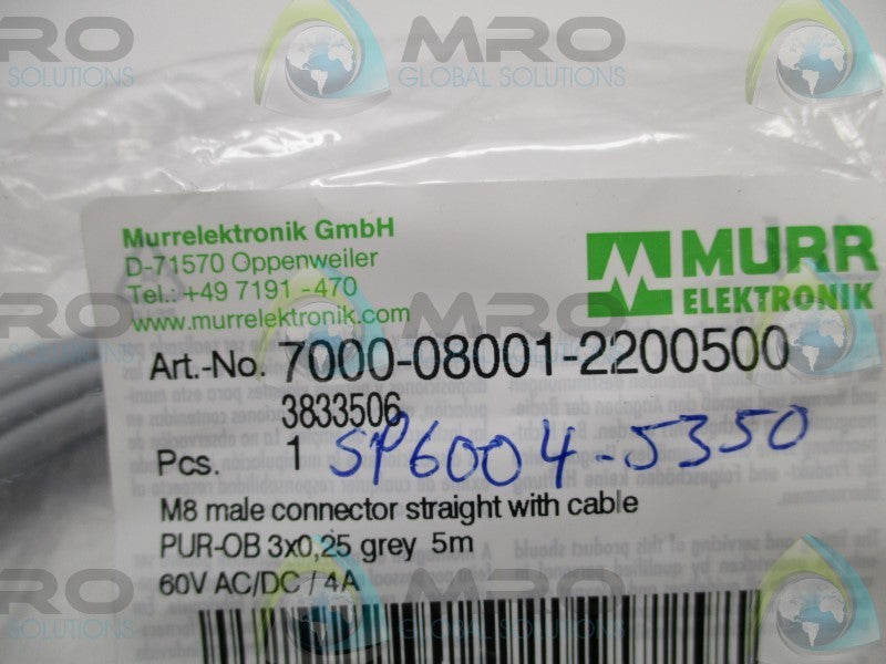 MURR ELEKTRONIK 7000-08001-2200500 MALE CONNECTOR CABLE  NSMP