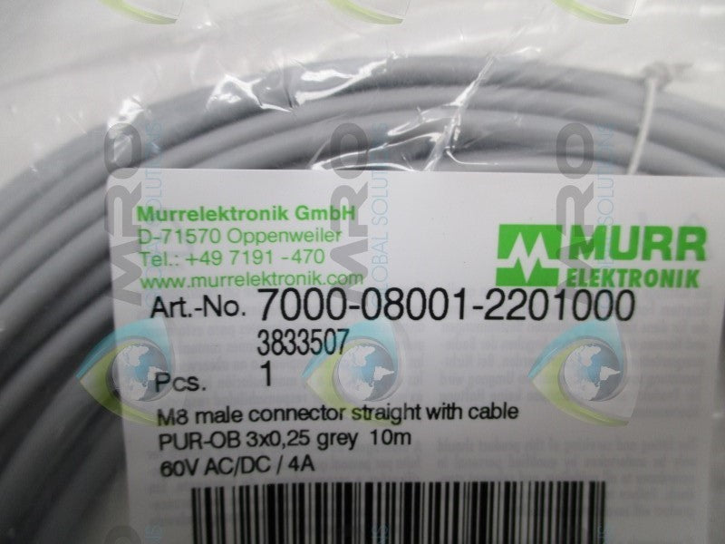 MURR ELEKTRONIK 7000-08001-2201000 MALE CONNECTOR CABLE  NSMP
