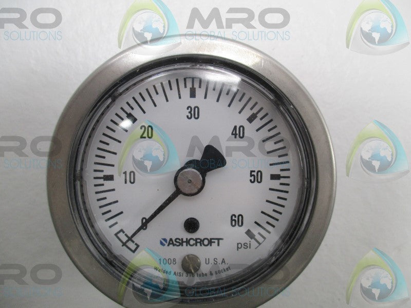 ASHCROFT 63-1008-S-02L-60# PRESSURE GAUGE 0-60PSI  NSMP