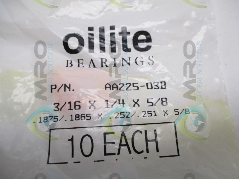 OILITE AA225-03B PLAIN SLEEVE (PKG. OF 10)  NSMP