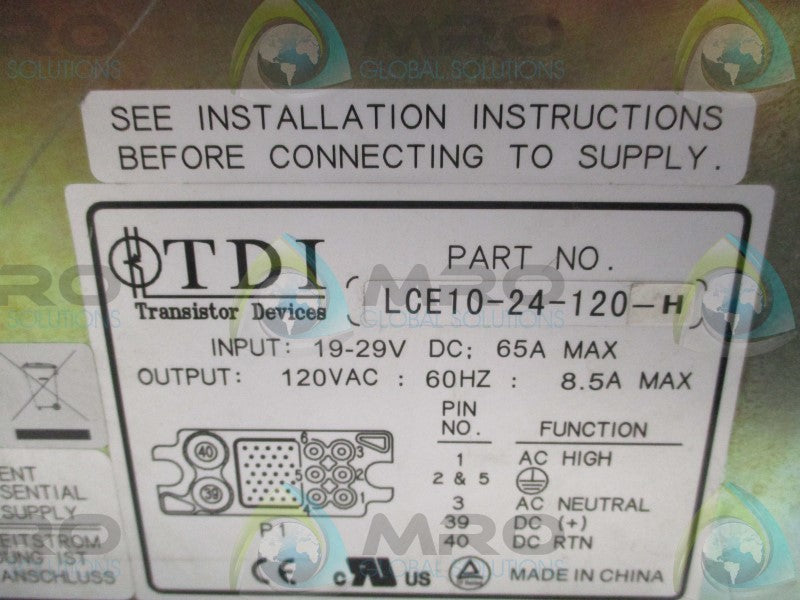 TDI LCE10-24-120-H INVERTER (AS PICTURED)  UNMP