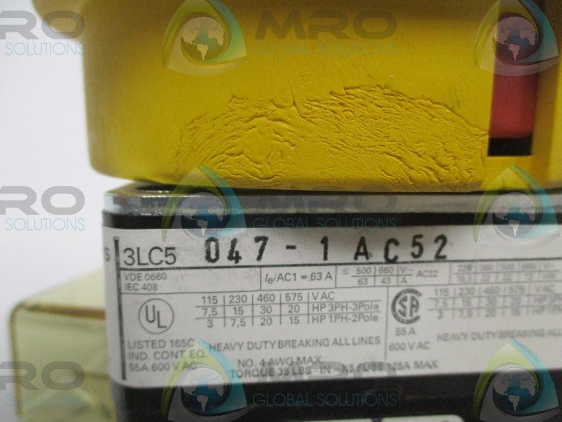 SIEMENS 3LC5047-1AC52 ROTARY SWITCH (AS PICTURED)  NSNP