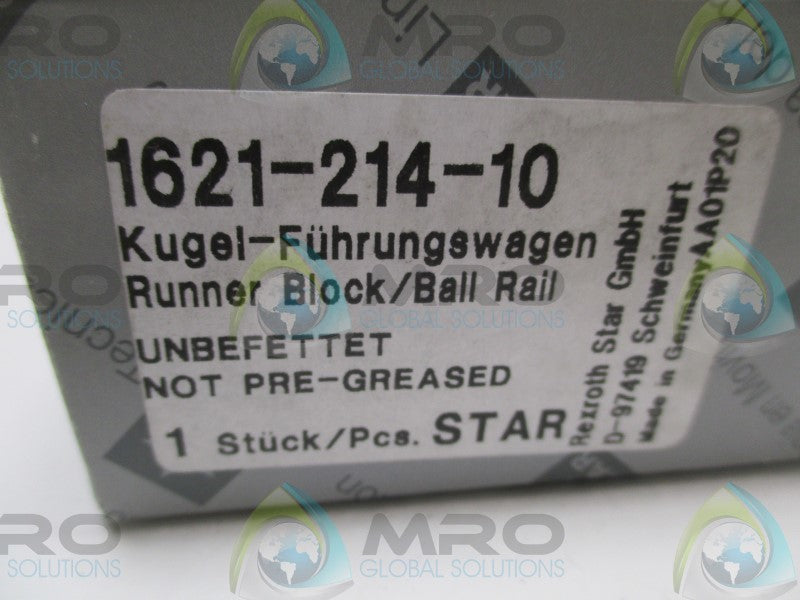 STAR 1621-214-10 RUNNER BLOCK/BALL RAIL  NSMP