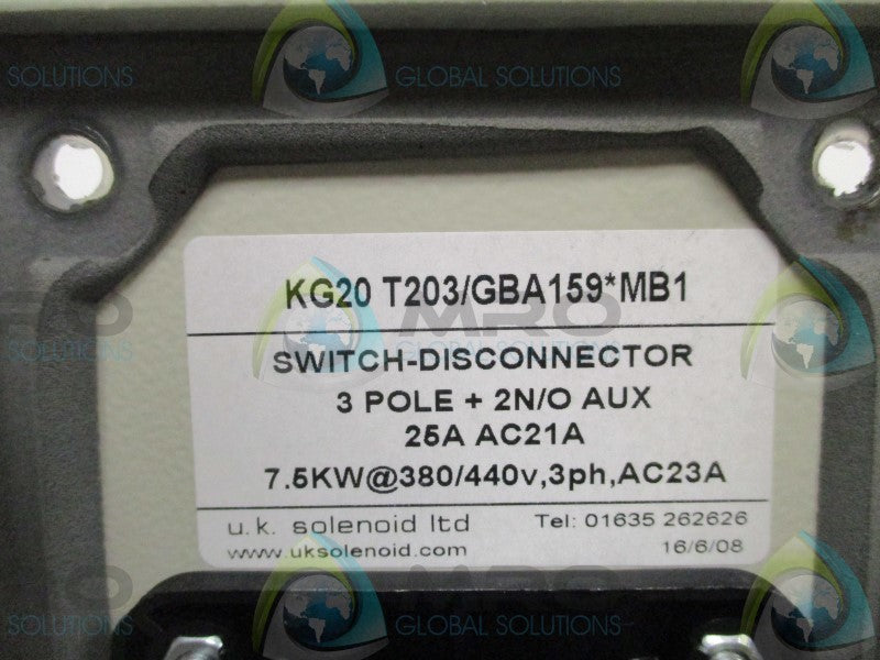 KRAUS & NEIMER KG20T203/GBA159MB1 SWITCH DISCONNECTOR  NSNP