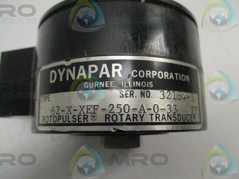 DYNAPAR 62-X-XEF-250-A-0-33 ROTOPULSER ROTARY TRANSDUCER  UNMP
