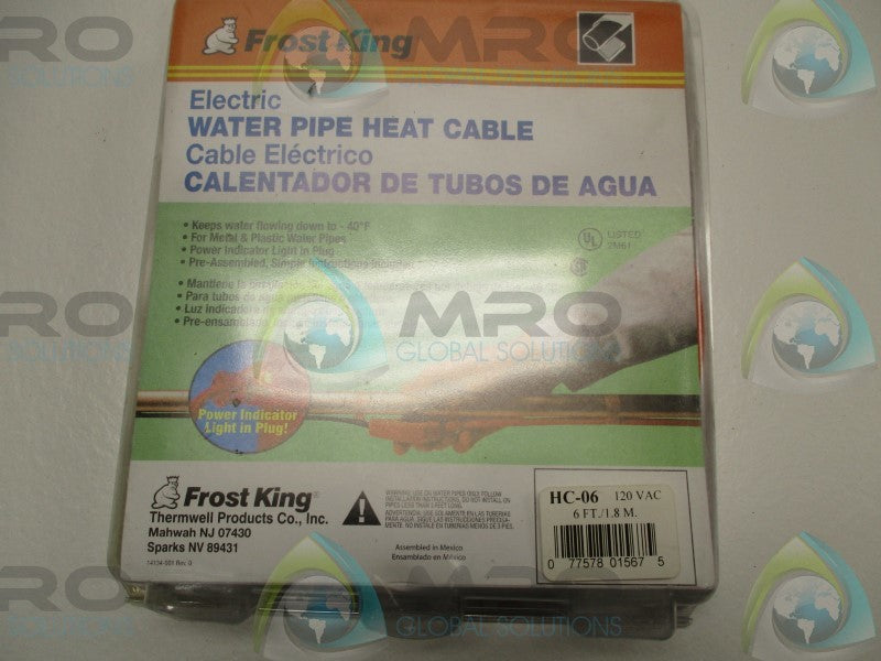 FROST KING HC-06 WATER PIPE HEAT CABLE 6'  NSMP
