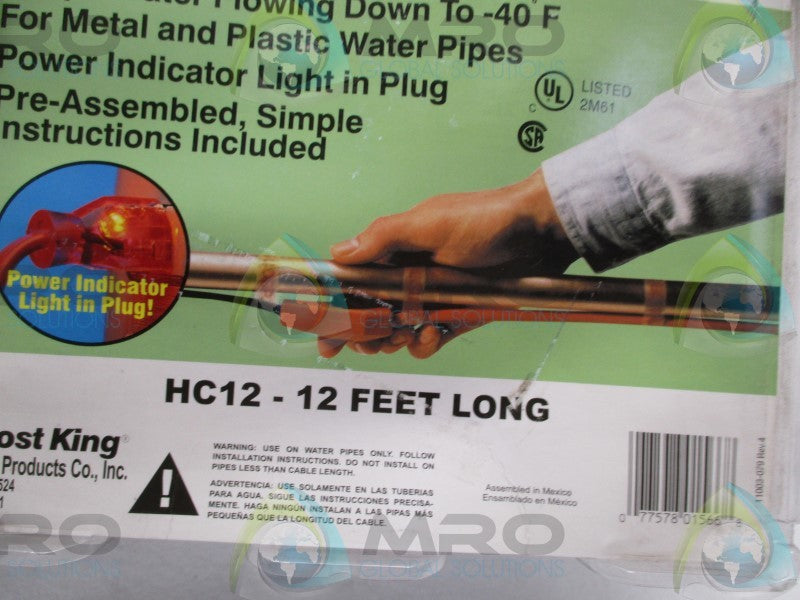 FROST KING HC12 WATER PIPE HEAT CABLE 12'  NSMP