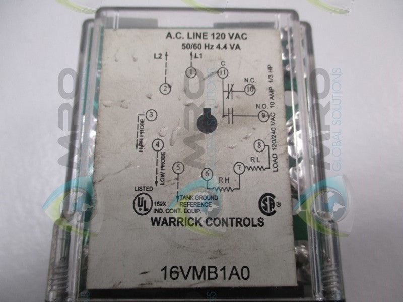 WARRICK CONTROLS 16VMB1A0 LEVEL CONTROLLER RELAY 120VAC  UNMP