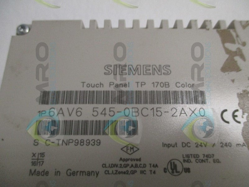 SIEMENS SIMATIC 6AV6545-0BC15-2AX0 TOUCH PANEL TP 170B (AS PICTURED)  UNMP