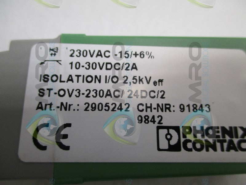 PHOENIX CONTACT ST-OV3-230AC/24DC/2 SOLID STATE RELAY  NSNP