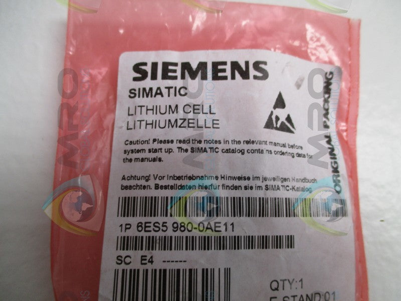 SIEMENS SIMATIC 6ES5980-0AE11 LITHIUM CELL  NSMP