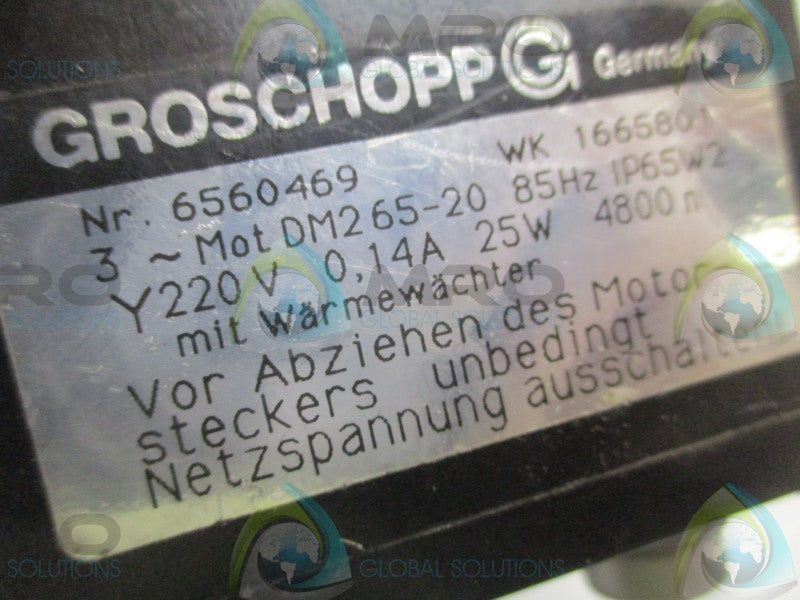 GROSCHOPP 6560469 MOTOR 220V RPM:4800  UNMP