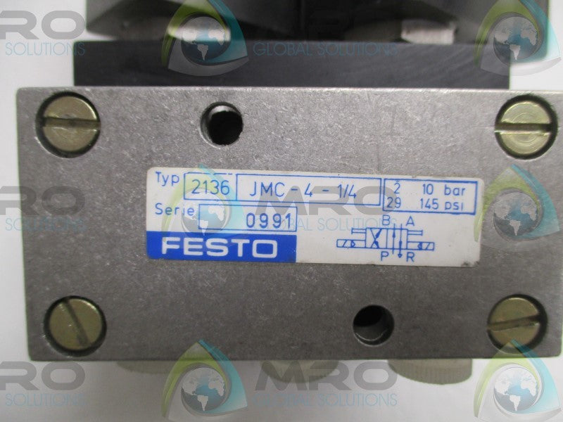 FESTO JMC-4-1/4 PNEUMATIC SOLENOID VALVE (AS PICTURED)  NSNP