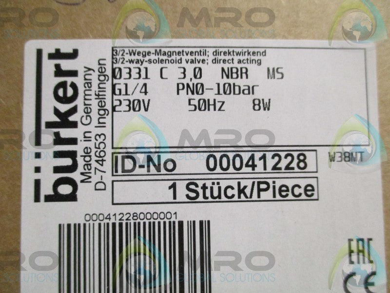 BURKERT 0331C3,0NBRMS 00041228 3/2-WAY SOLENOID VALVE  NSMP