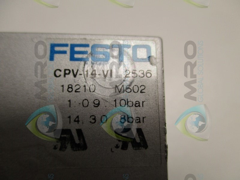 FESTO CPV-14-VI 161361 162550 PNEUMATIC MANIFOLD (AS PICTURED)  UNMP