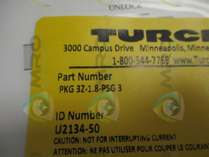 TURCK PKG3Z-1.8-PSG3 MOLDED CORDSET  NSMP