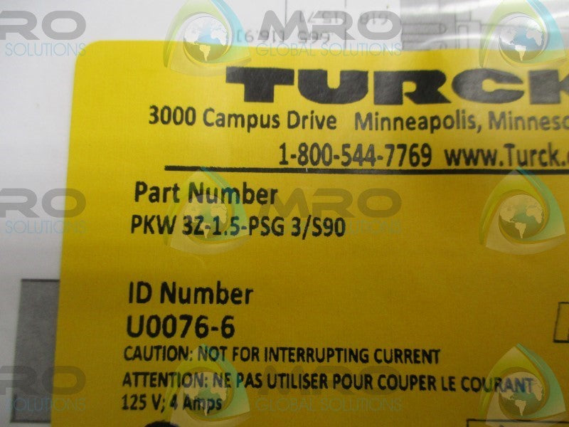 TURCK PKW3Z-1.5-PSG3/S90 MOLDED CORDSET  NSMP